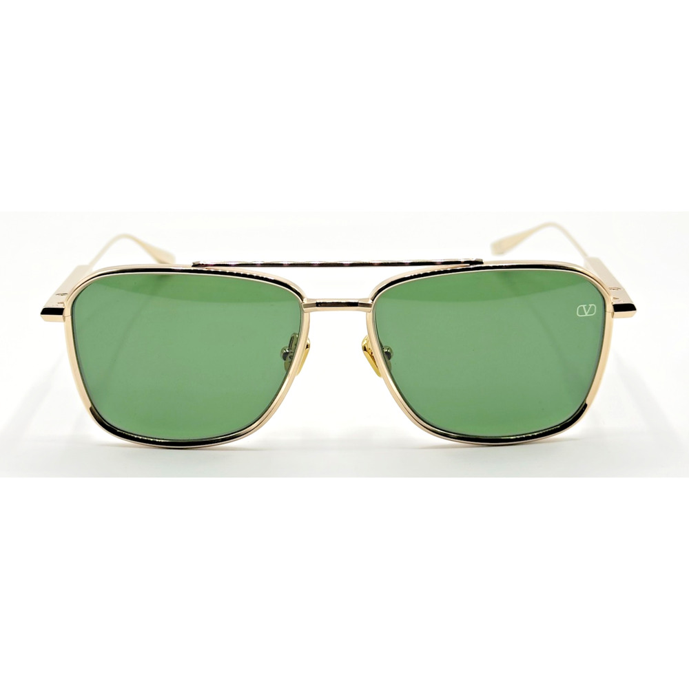 Valentino Sunglasses V-LSTORY II VLS-168A Gold Aviator Frame Green Lens 55mm New - Picture 4 of 15